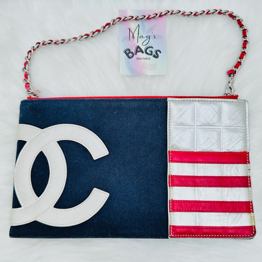 🇺🇸 Chanel: USA Flag American Denim Pochette Pouch Clutch Shoulder Bag (RARE) - Picture 3 of 16